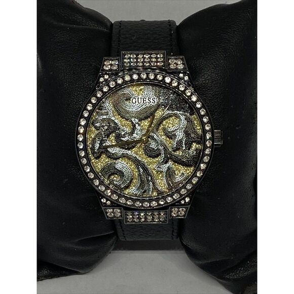 Guess U0844L1 Women\'s Black Leather Analog Dial Quartz Genuine Wrist Watch LJ190 main image 12